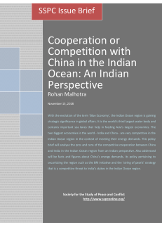 Cooperation or Competition with China in the Indian Ocean: An Indian Perspective